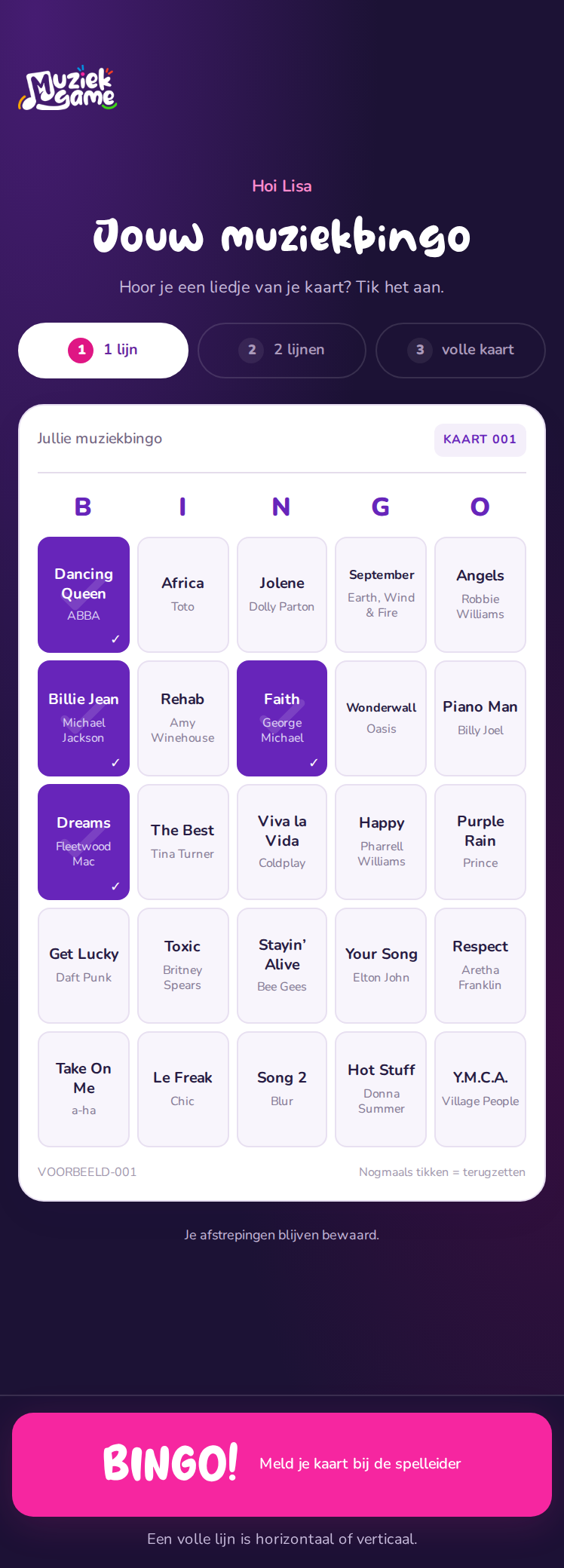 De echte telefoonkaart: zelf nummers afstrepen en bingo melden